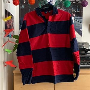 Men’s striped polo long-sleeve shirt